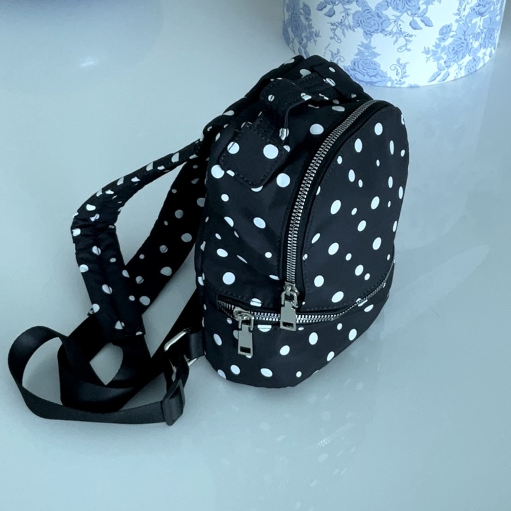 NWOT INC mini backpack. Black white polka dots